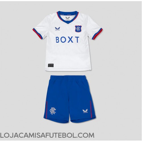 Camisa de Futebol Rangers Equipamento Secundário Infantil 2024-25 Manga Curta (+ Calças curtas)